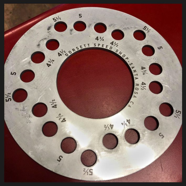 Lug pattern tool available at Dorsett Speed Shop