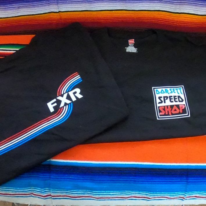 FXR T-shirts at Dorsett Speed Shop