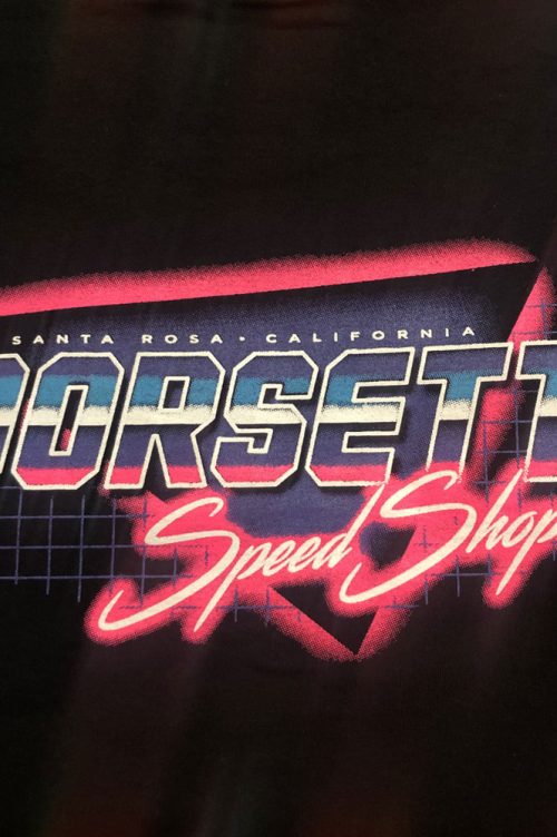 Neon logo at Dorsett's Speed Shop in Santa Rosa, CA.