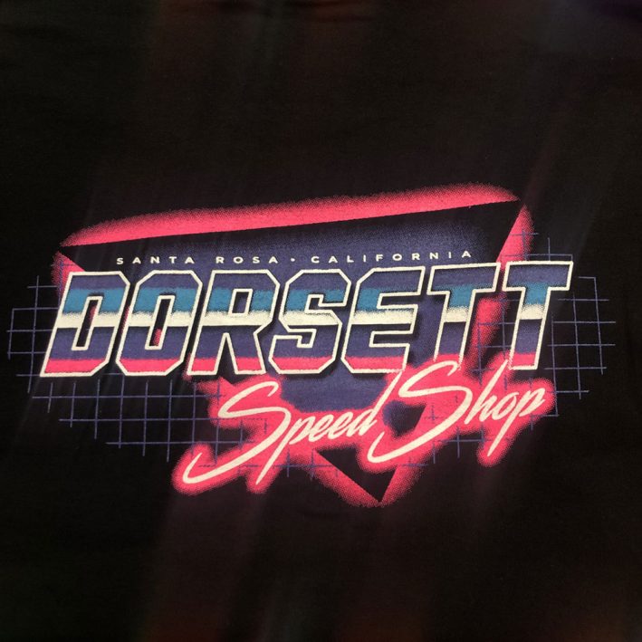Neon logo at Dorsett's Speed Shop in Santa Rosa, CA.